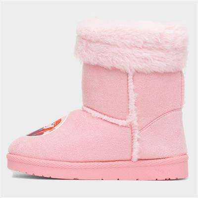 Kids Pink Faux Fur Ankle Boot