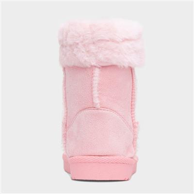 Kids Pink Faux Fur Ankle Boot