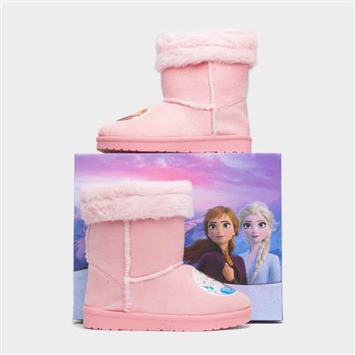 Kids Pink Faux Fur Ankle Boot