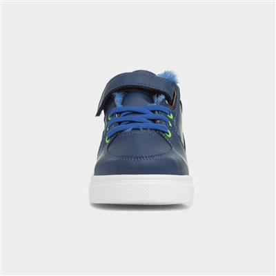 Kids Navy Hi Top Boots