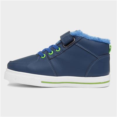 Kids Navy Hi Top Boots