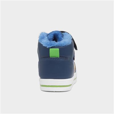 Kids Navy Hi Top Boots