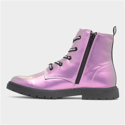 Kids Metallic Lilac Shiny Boot