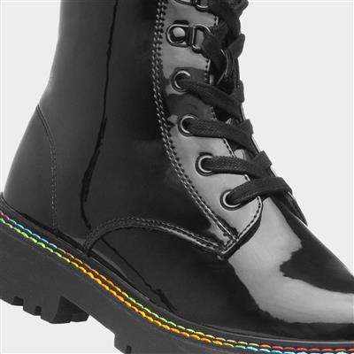 Stefani Kids Black Patent Ankle Boots