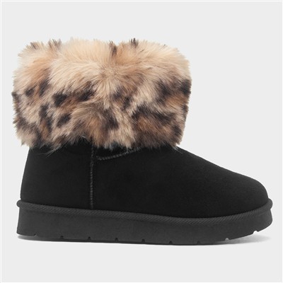 Macie Girls Black Faux Fur Boot