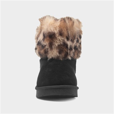 Macie Girls Black Faux Fur Boot