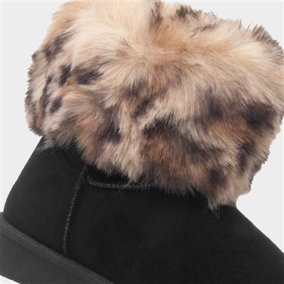 Macie Girls Black Faux Fur Boot