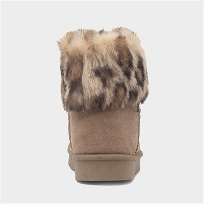 Macie Girls Taupe Faux Fur Boot