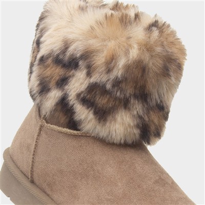 Macie Girls Taupe Faux Fur Boot