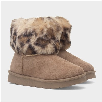 Macie Girls Taupe Faux Fur Boot