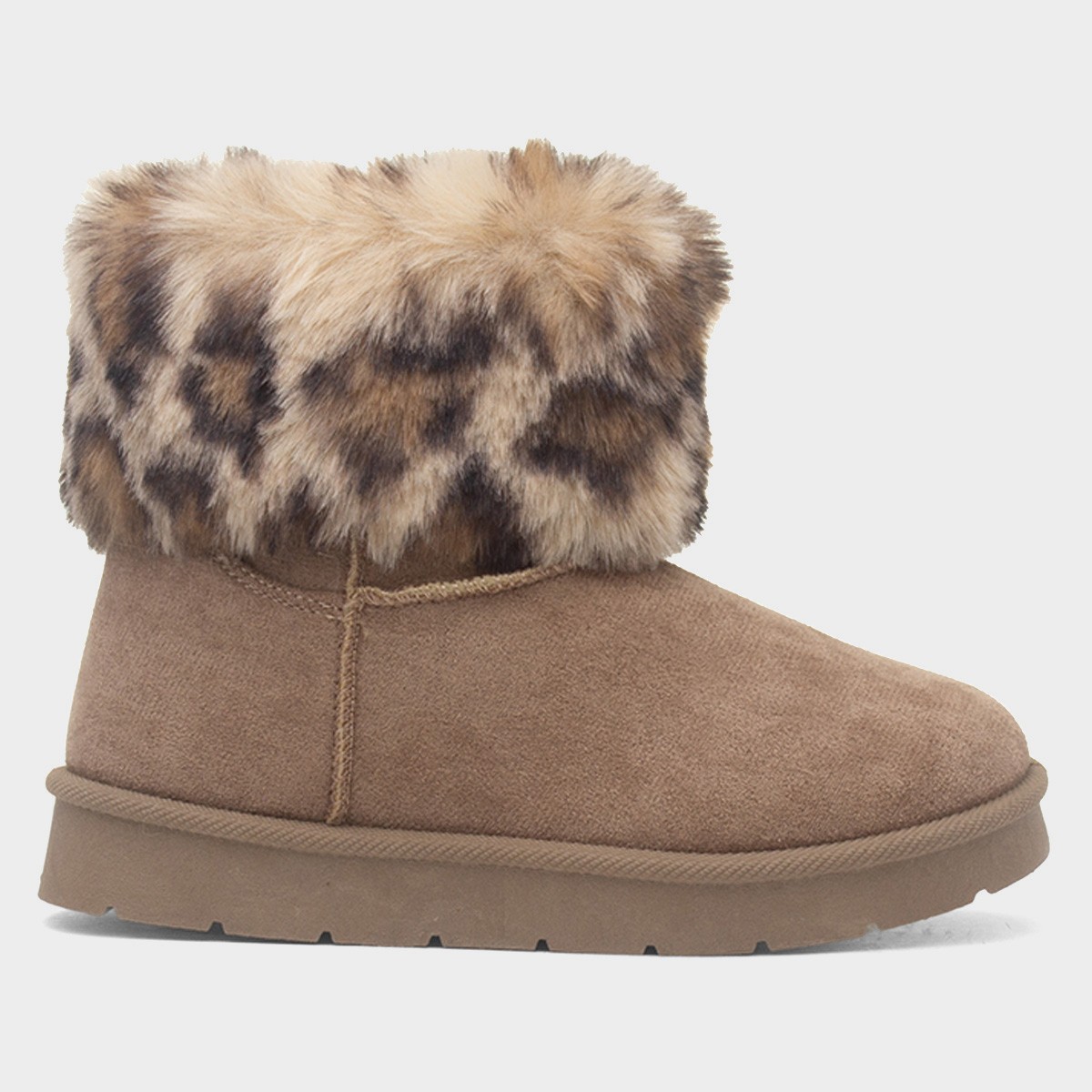 Macie Girls Taupe Faux Fur Boot