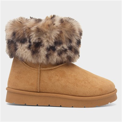 Macie Girls Chestnut Faux Fur Boot