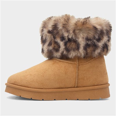 Macie Girls Chestnut Faux Fur Boot