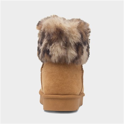 Macie Girls Chestnut Faux Fur Boot