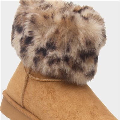 Macie Girls Chestnut Faux Fur Boot