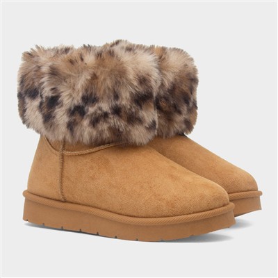Macie Girls Chestnut Faux Fur Boot