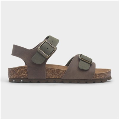 Astor Boys Khaki Flat Buckle Sandal