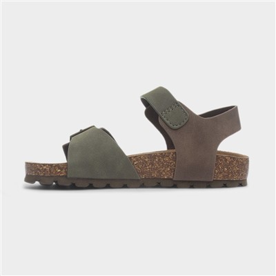 Astor Boys Khaki Flat Buckle Sandal