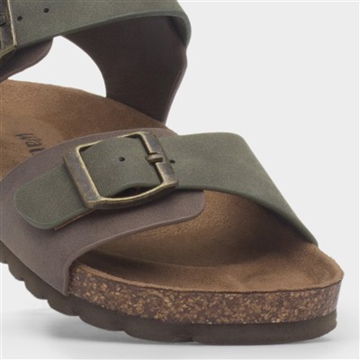 Astor Boys Khaki Flat Buckle Sandal