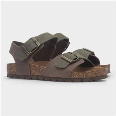 Astor Boys Khaki Flat Buckle Sandal