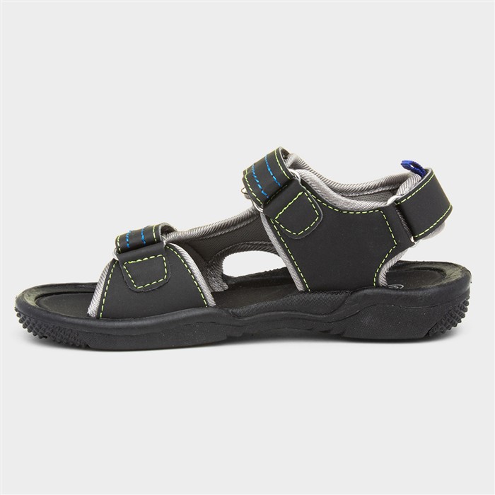 Boys Black Triple Easy Fasten Sandal