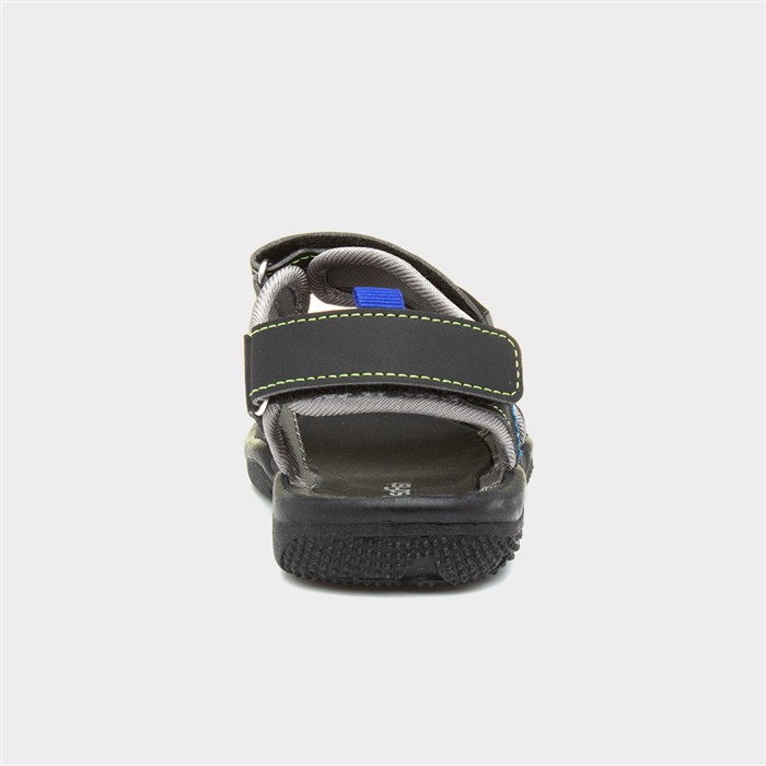 Boys Black Triple Easy Fasten Sandal