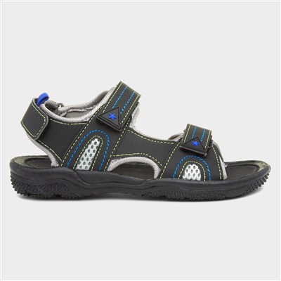 Boys Black Triple Easy Fasten Sandal