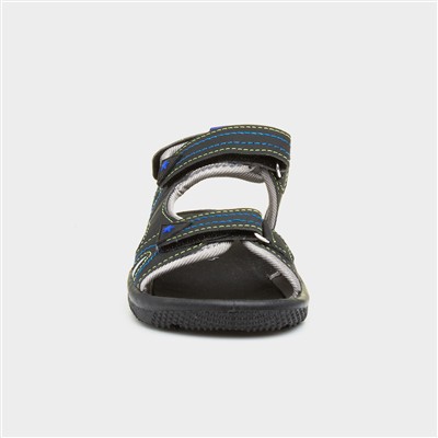 Boys Black Triple Easy Fasten Sandal