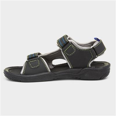 Carl Boys Black Easy Fasten Sandal