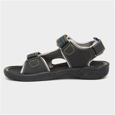 Boys Black Triple Easy Fasten Sandal