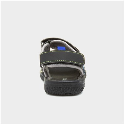 Boys Black Triple Easy Fasten Sandal