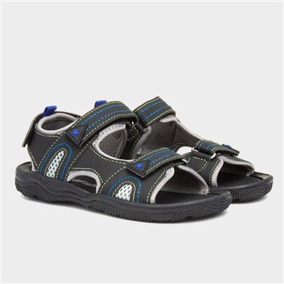Boys Black Triple Easy Fasten Sandal