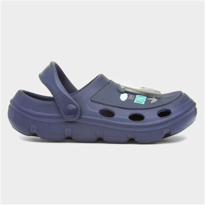 Kids Navy Dinosaur Light Up Clog