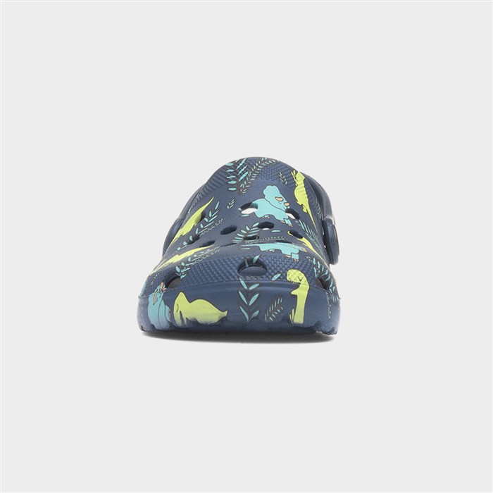 Boys Navy Dinosaur Print Slip On EVA Clog