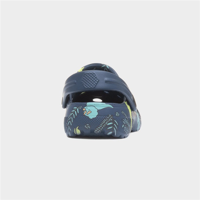 Boys Navy Dinosaur Print Slip On EVA Clog