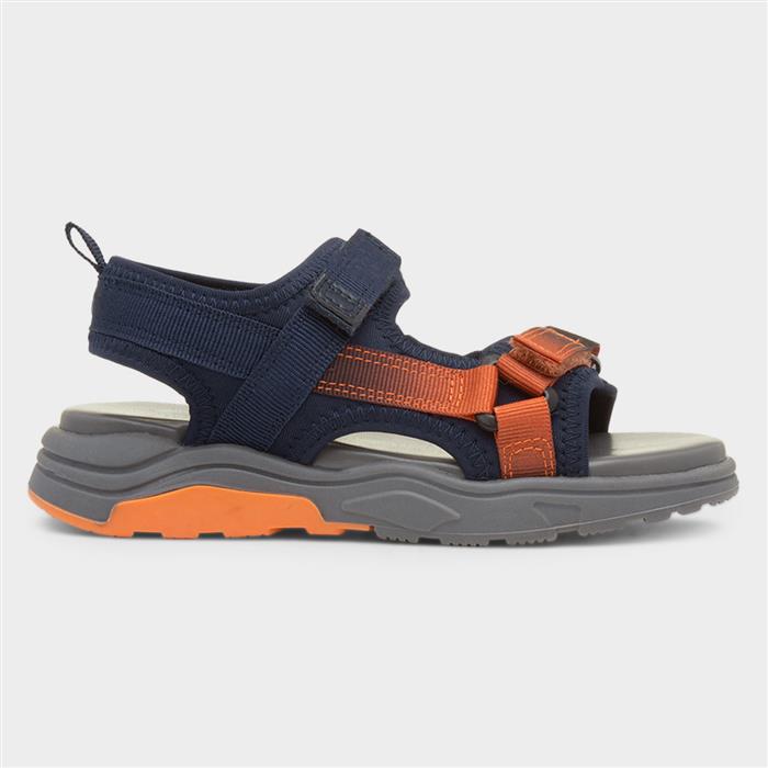 Brecon Boys Navy Easy Fasten Flat Sandal