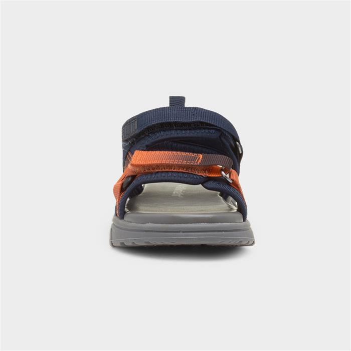 Brecon Boys Navy Easy Fasten Flat Sandal