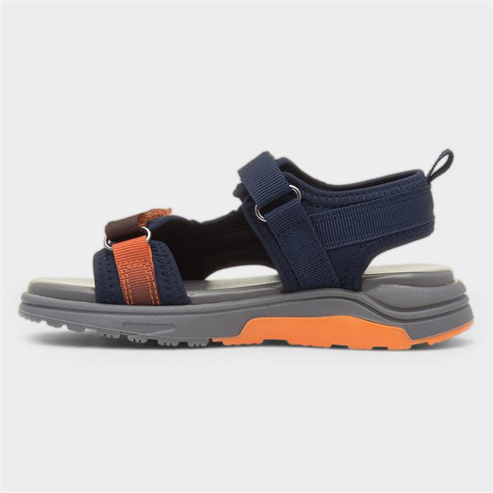 Brecon Boys Navy Easy Fasten Flat Sandal