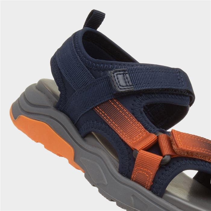 Brecon Boys Navy Easy Fasten Flat Sandal