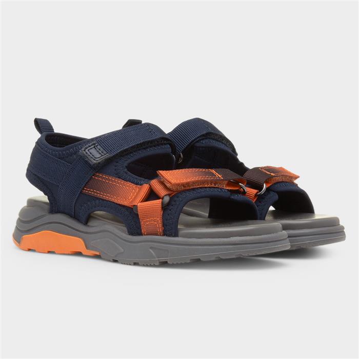 Brecon Boys Navy Easy Fasten Flat Sandal