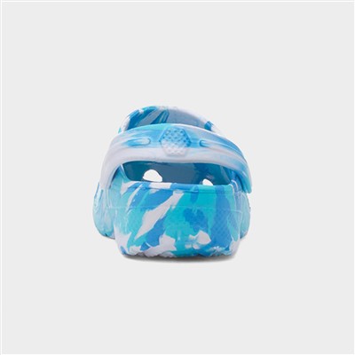 Kids Blue & White Marble Shark Slip On EVA Clog