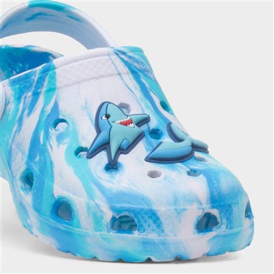 Boys Blue & White Marble Shark EVA Clog