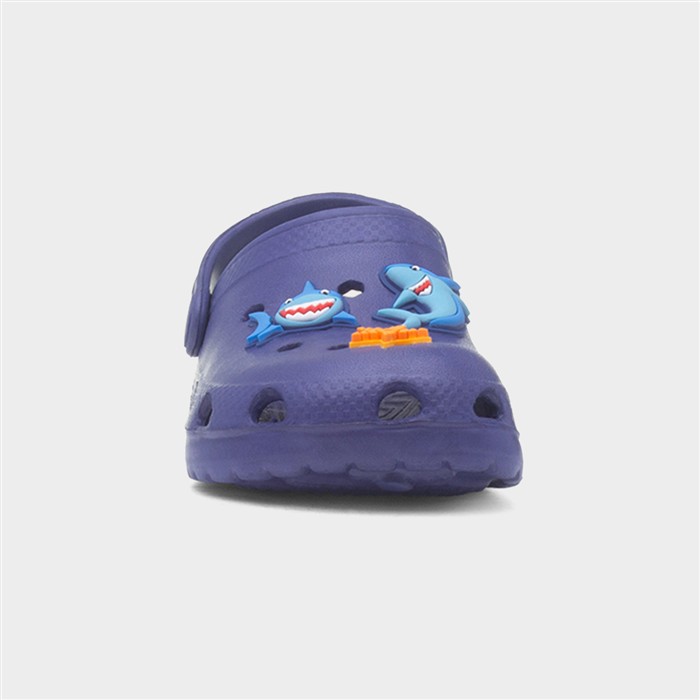 Kids Navy Shark Slip On EVA Clog