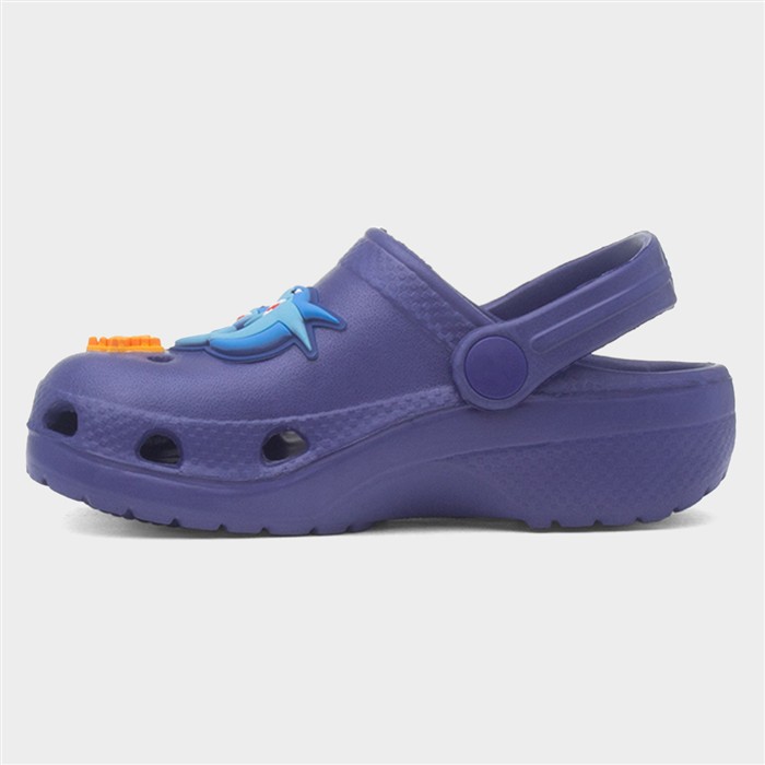 Kids Navy Shark Slip On EVA Clog