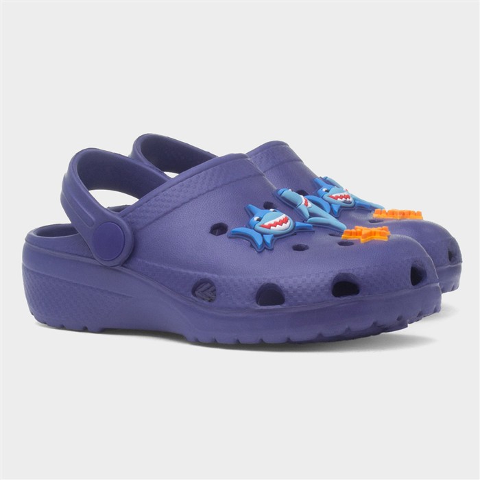 Kids Navy Shark Slip On EVA Clog