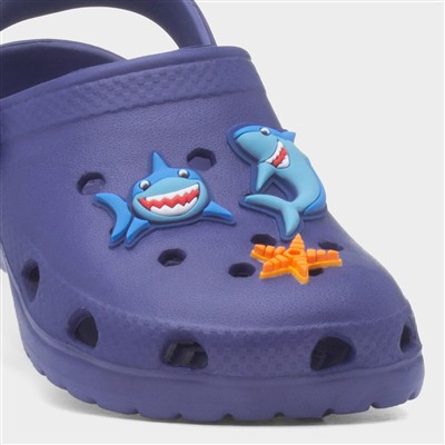 Kids Navy Shark Slip On EVA Clog