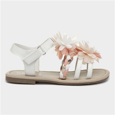 Girls White & Pink Floral Sandal