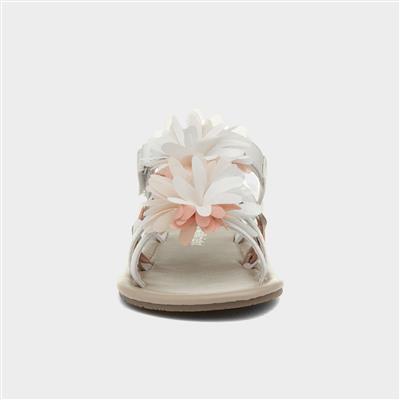 Girls White & Pink Floral Sandal