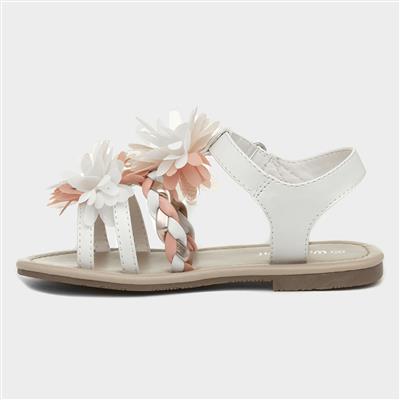 Girls White & Pink Floral Sandal