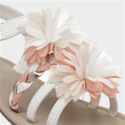 Girls White & Pink Floral Sandal